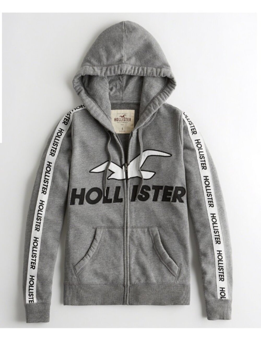 Hollister Women's Gray Zip-up Logo Sweatshirt Hoodie | XS